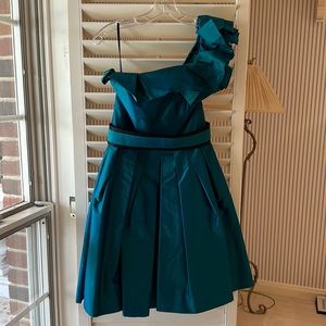 Romona Keveza One Shoulder Silk Dress with Removable Belt